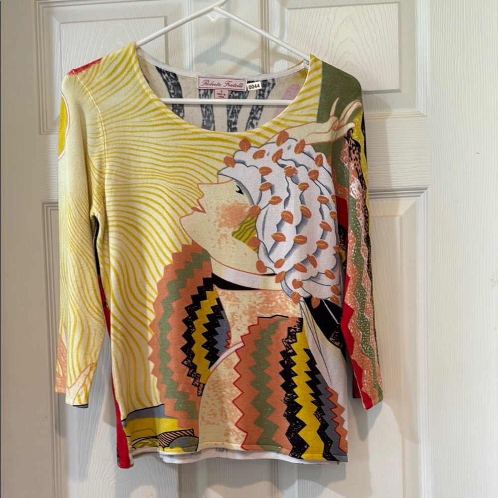 Roberta Fratelli Colorful Graphic Women's Sweater Top size small
